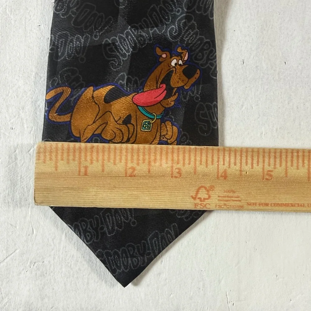 Scooby-Doo Wear Necktie Mens Black 1998 Vintage 100% Silk Cartoon Network‎